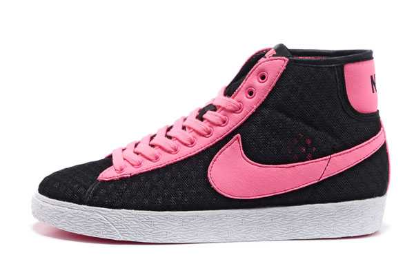 nike blazer high selvedge denim 2013 net high black pink vente chaude